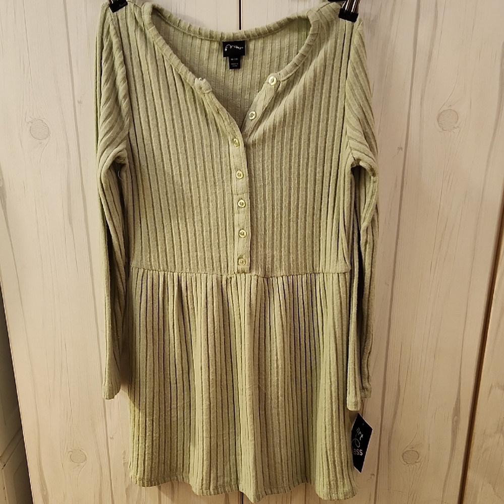 Art Class Olive Ribbed Button-Up Dress - Picture 7 of 8